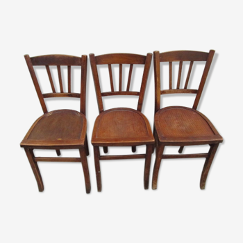 Set de 3 chaises bistrot anciennes