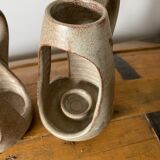 Lot de 2 bougeoirs en grès
