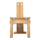 Chaise pour enfants en bois brutaliste postmoderne, années 1990