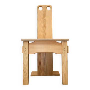 Postmodern Brutalist Wooden Children Chair, 1990s