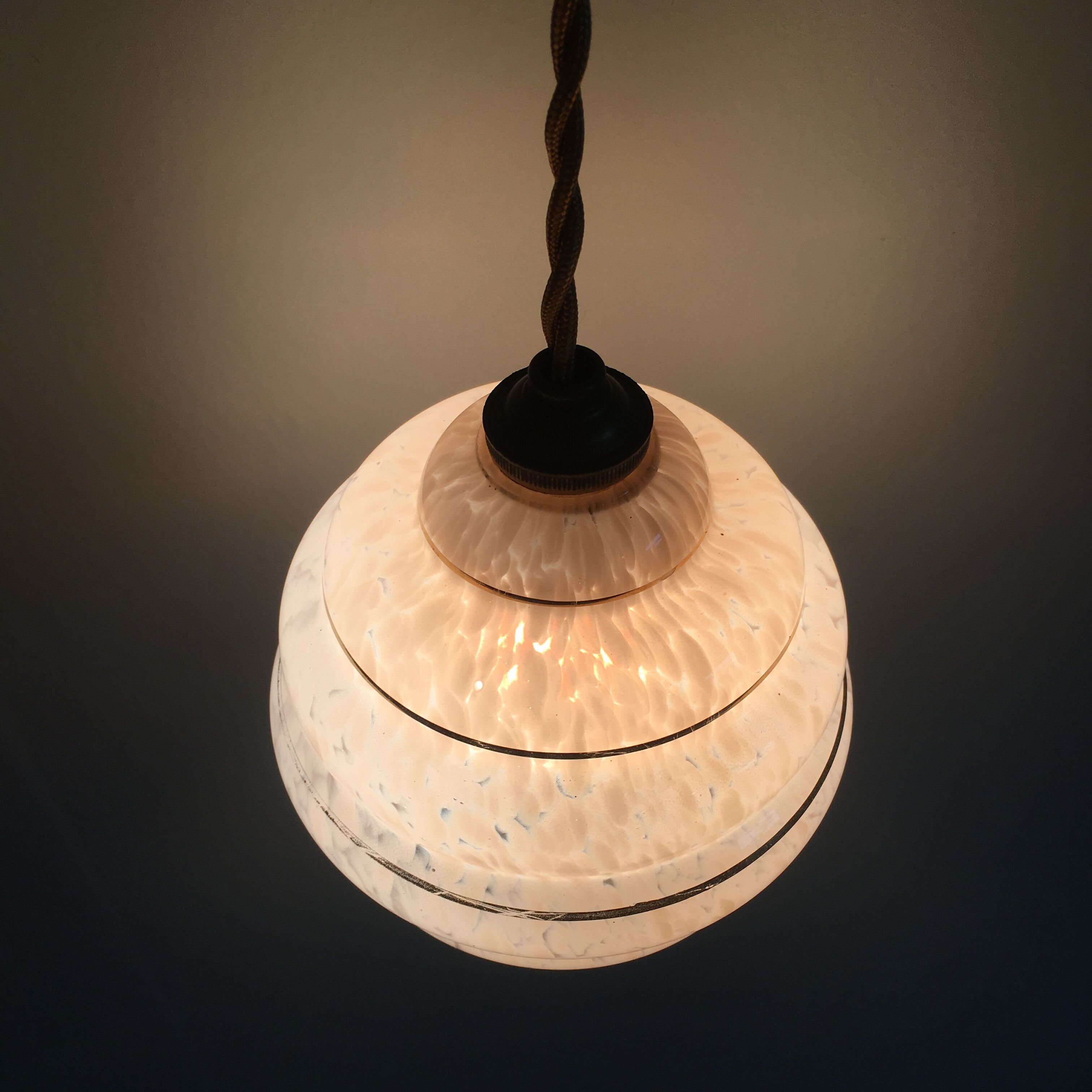 Pink Clichy glass globe hanging lamp