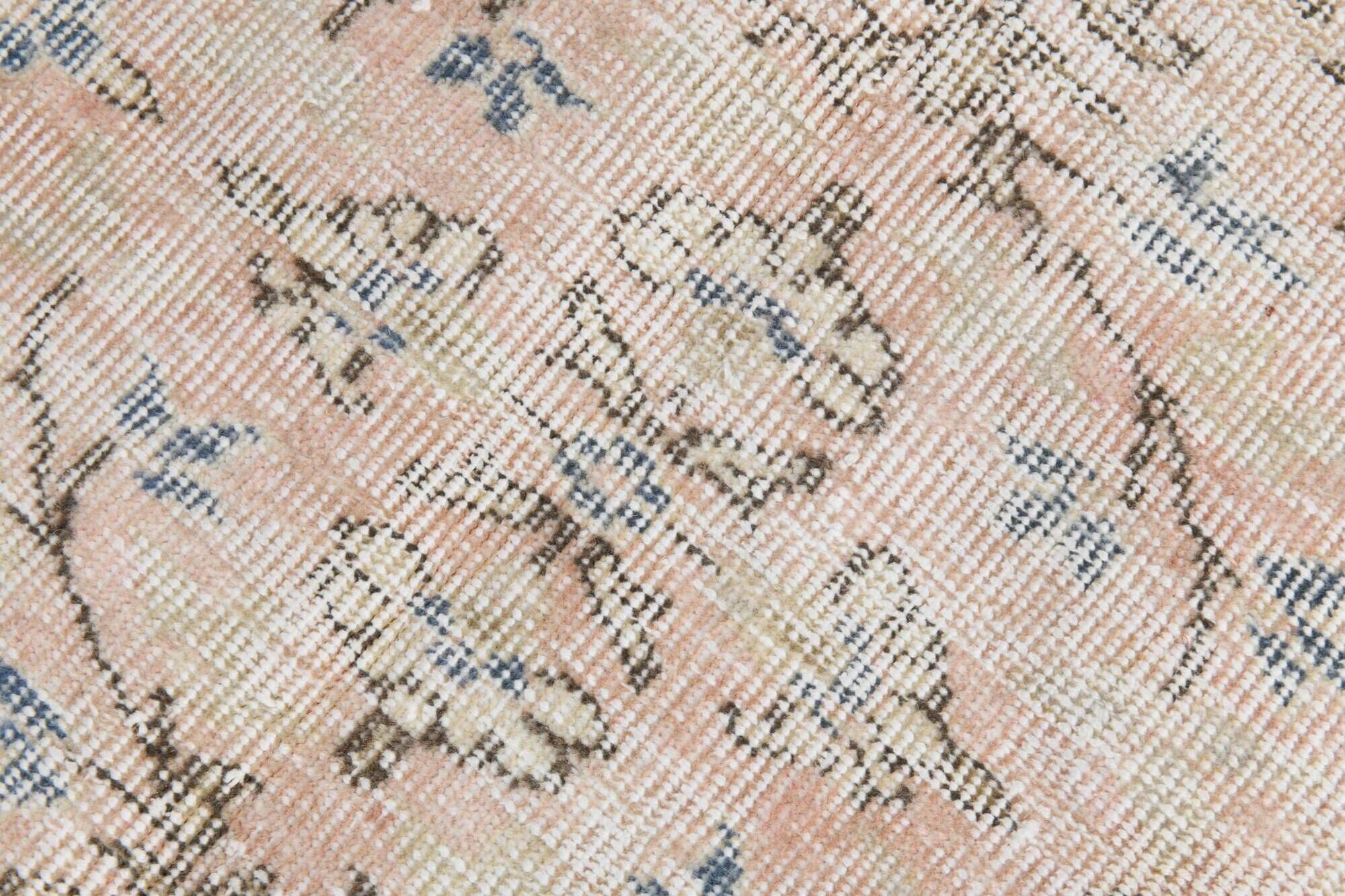 7x10 Blush Pink All-Over Floral Anatolian Vintage Rug, 215x304Cm