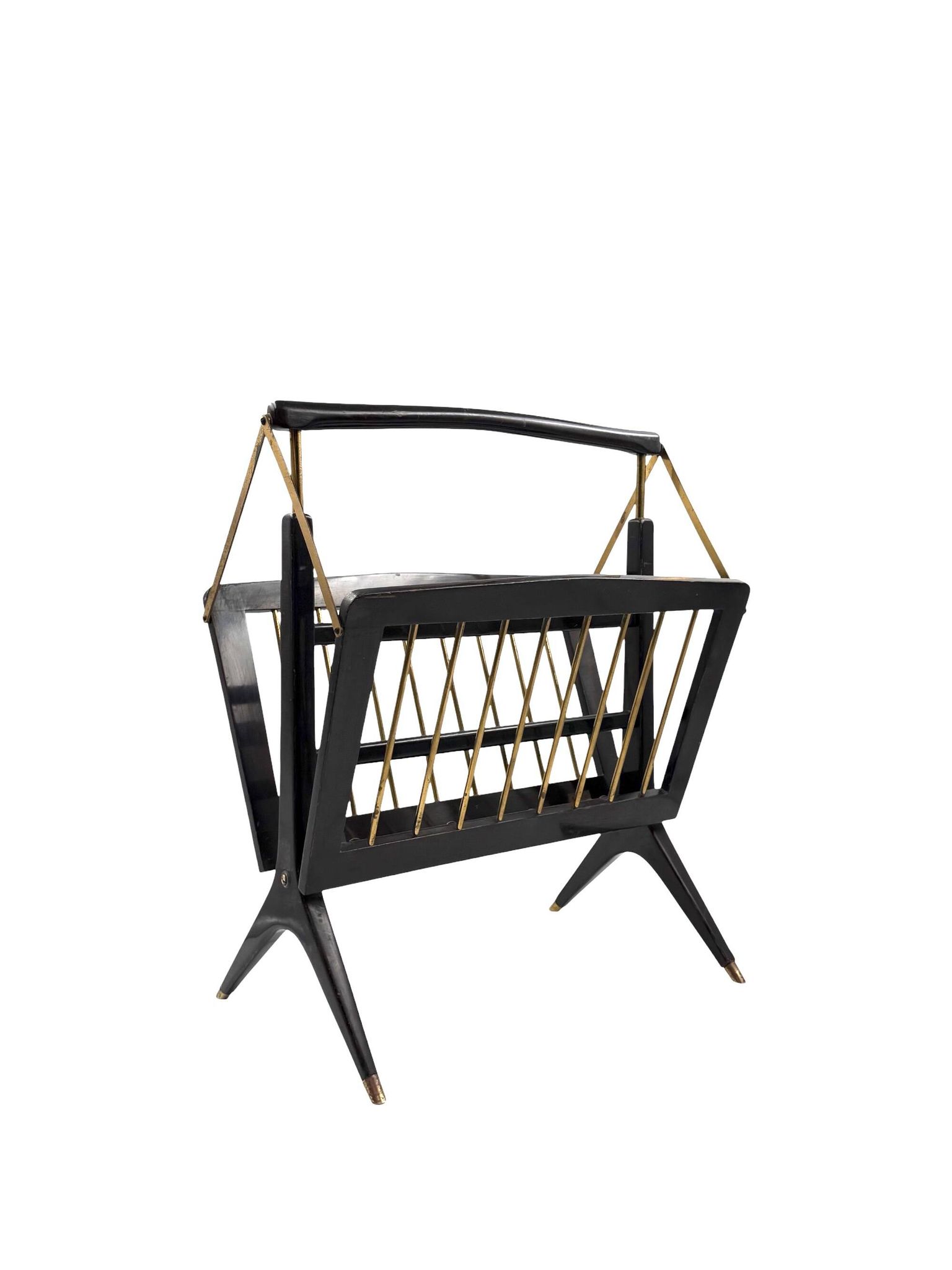 Mid-century Modern brass magazine rack, Ico e Luisa Parisi  Italy 1950