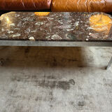 1970s coffee table in Breccia marble and chrome