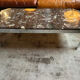 Table basse années 70 en marbre Breccia et Chrome