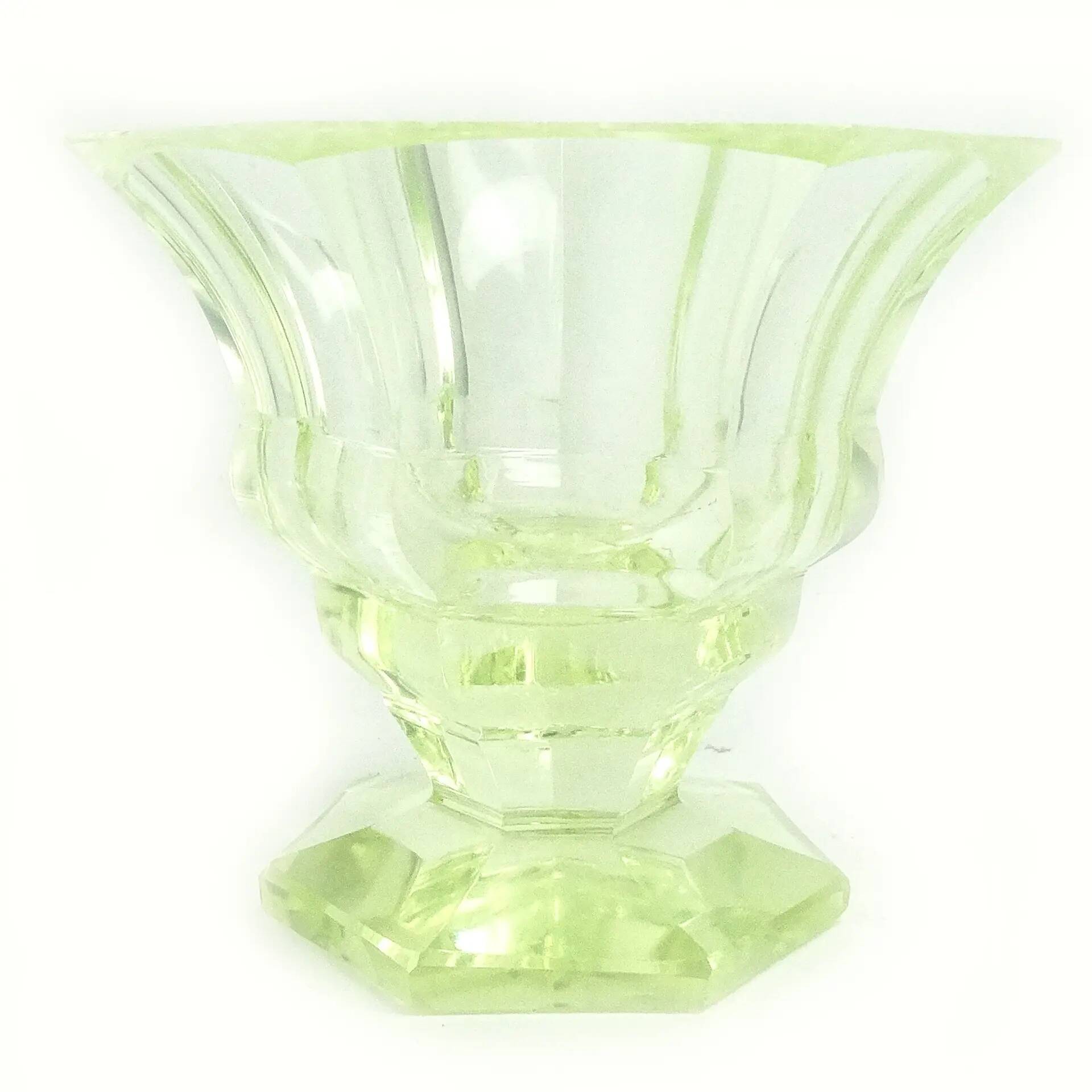 Art Deco vase, uranium glass, Poland, 1930s