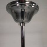 Vintage suspension with opaline lampshade and black decoration, 1950s.