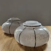 Pair of vintage speckled/marbled glass lamp globes Art Deco