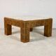 Table basse bois sculpté et marbre