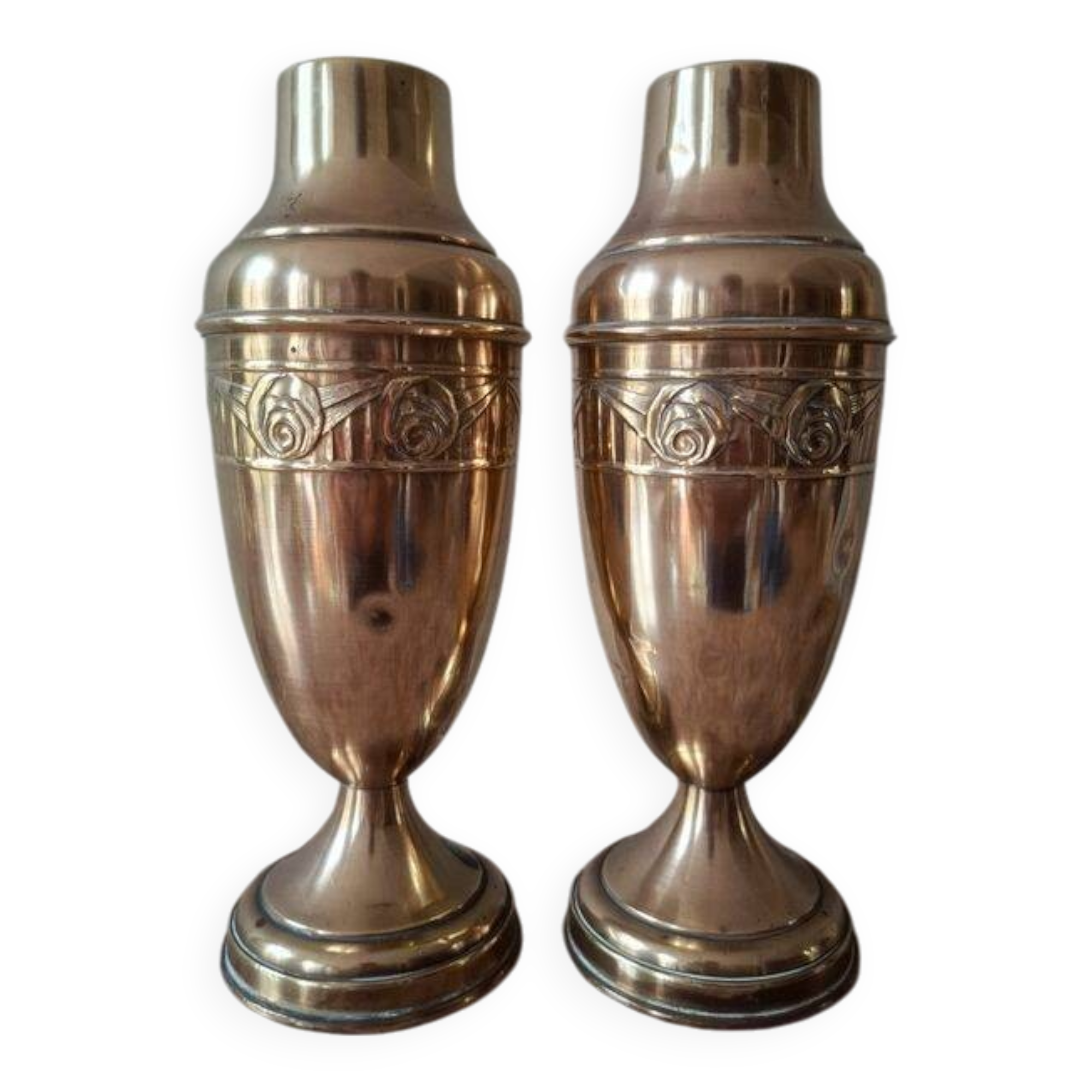 Paire de vases Art Déco en laiton, vers 1920