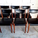 6 vintage Scandinavian teak chairs 50s 60s