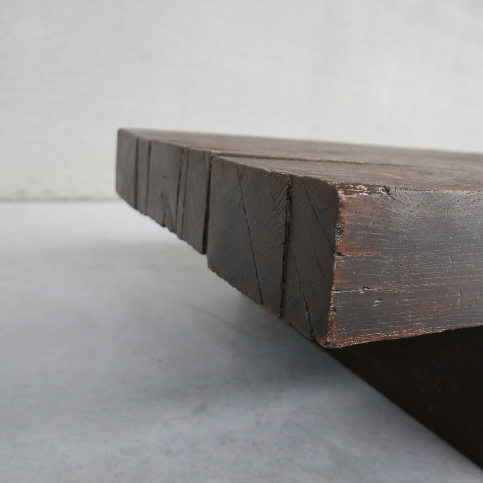 Brutalist belgium oak sleeper mid-century coffee table