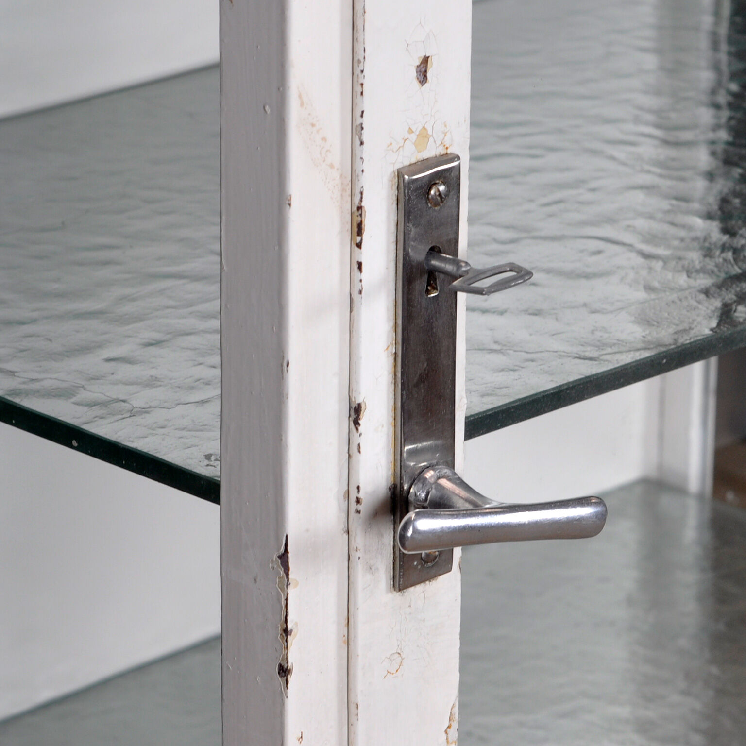 Iron and glass medical display cabinet 1930s