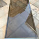 Table basse rectangulaire métal et verre St Gobain bleuté gris 1970