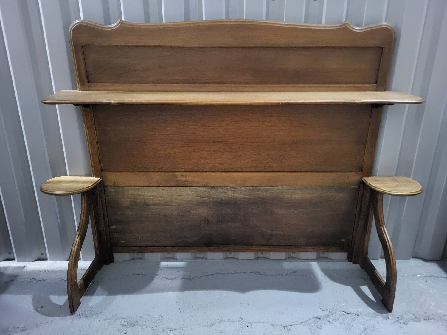 Authentic old vintage solid oak headboard in very good condition
