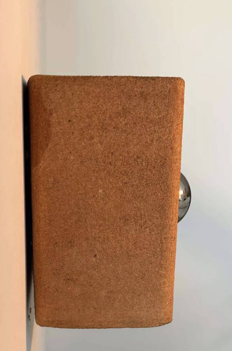 Vintage raw clay chamotte wall light, Guy Bareff, France 1970