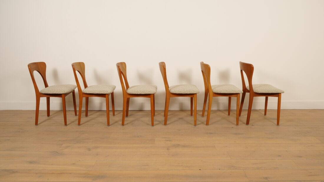 6 chaises de salle à manger | Koefoeds Hornslets | Niels Koefoed | Modèle Peter | Teck