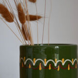 Vintage green floral patterned vase