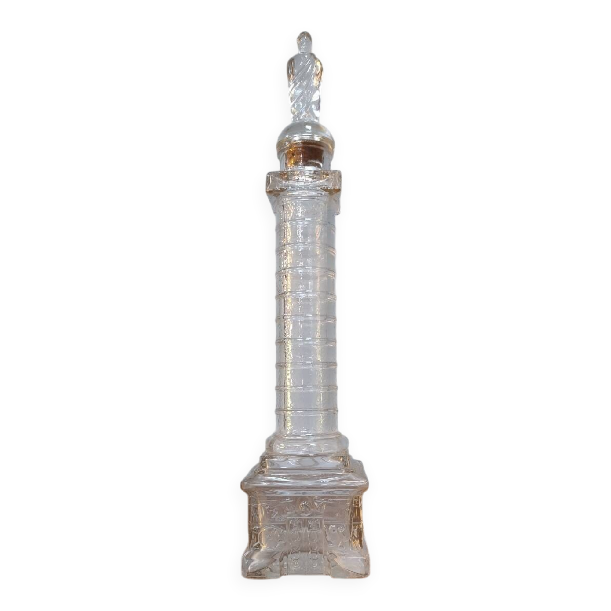 Vendôme column perfume bottle in moulded glass, 19th century.