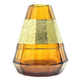Vase Art Déco, cristal miel, oroplastique, Moser, Tchécoslovaquie, années 1930