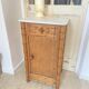 Bedside table / nightstand in pitchpin pine wood and bamboo with marble top