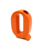 Space age orange Q letter shaped ceramic vase, Marcel Radureau France 1970