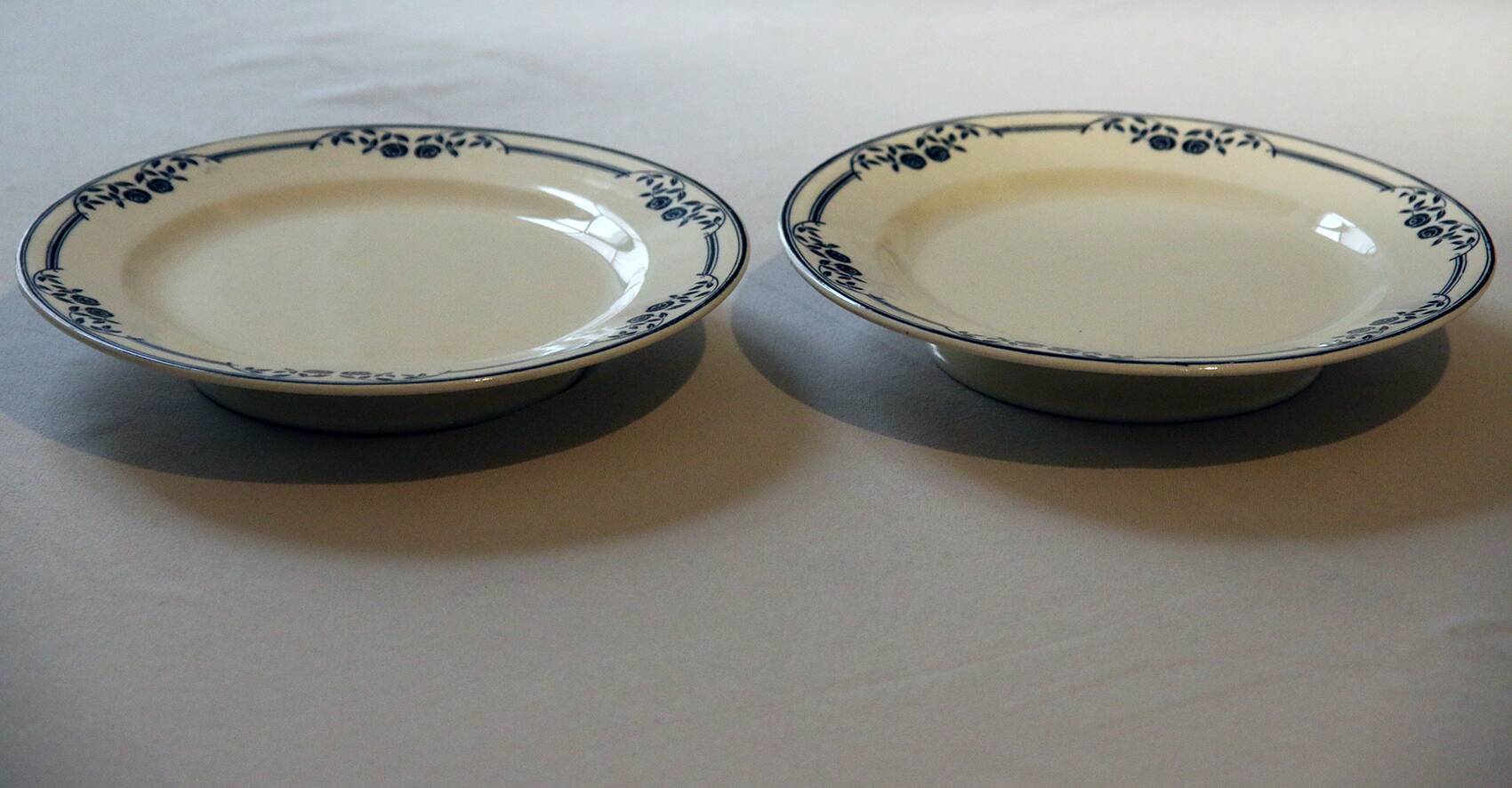 Pair of low compotiers Terre de Fer earthenware Salins AB model Saussure