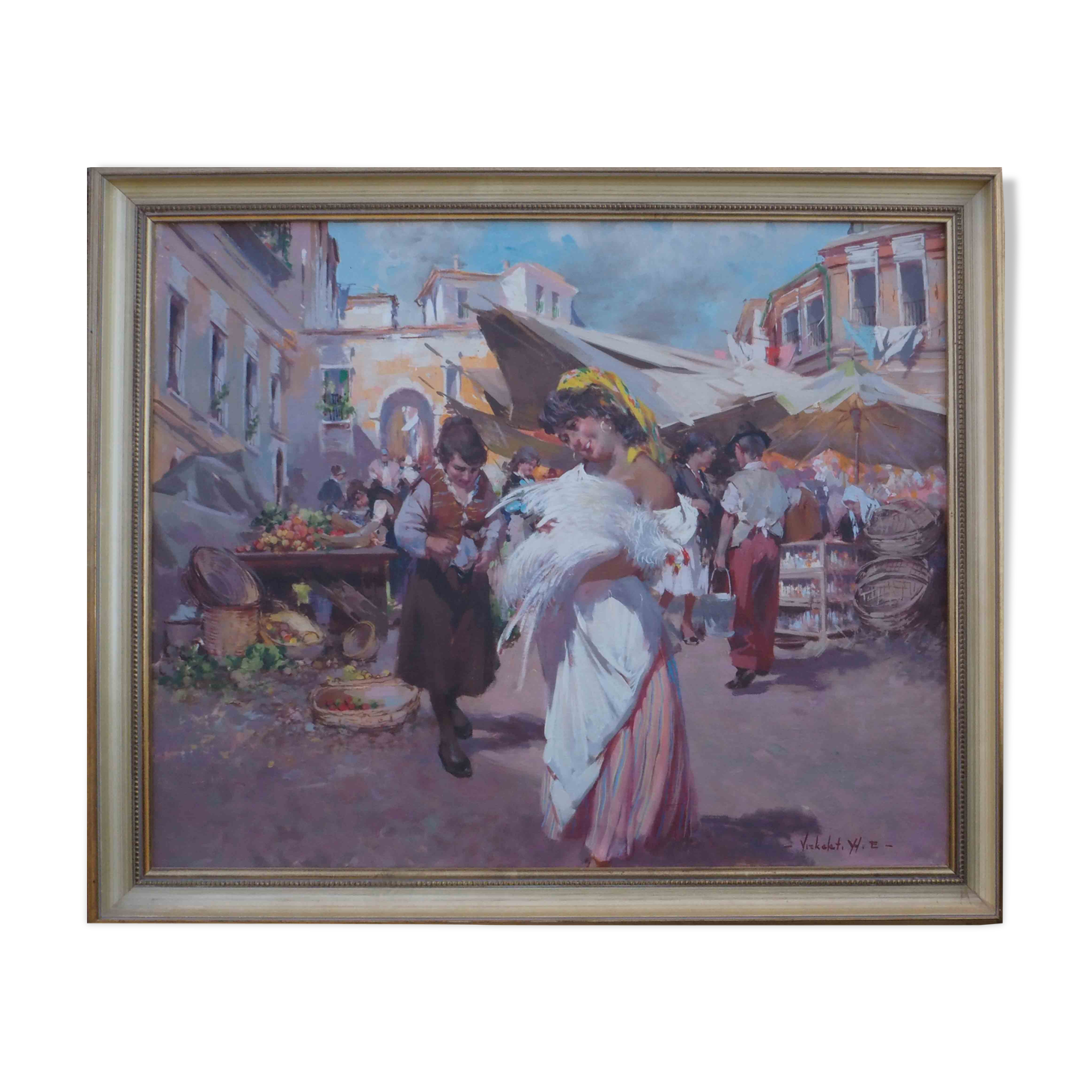 Table "Market Scene" by Witman Etelka Vizkeleti (1882-1962) Hungary