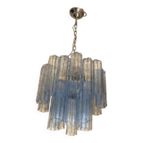 Contemporary Sky-Blue Italian Murano Glass “Tronchi” Chandelier
