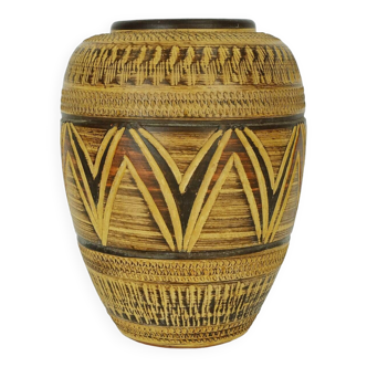 Vase décor de sgraffito sawa keramik du milieu du siècle des années 1950