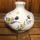 Old moustiers flower stick vase vintage painted white ceramic