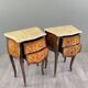 Pair of louis xv style bedside tables in marquetry and marble – 19th century