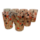 9 verres à eau style jeu de carte