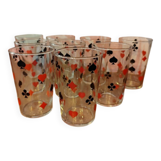 9 verres à eau style jeu de carte