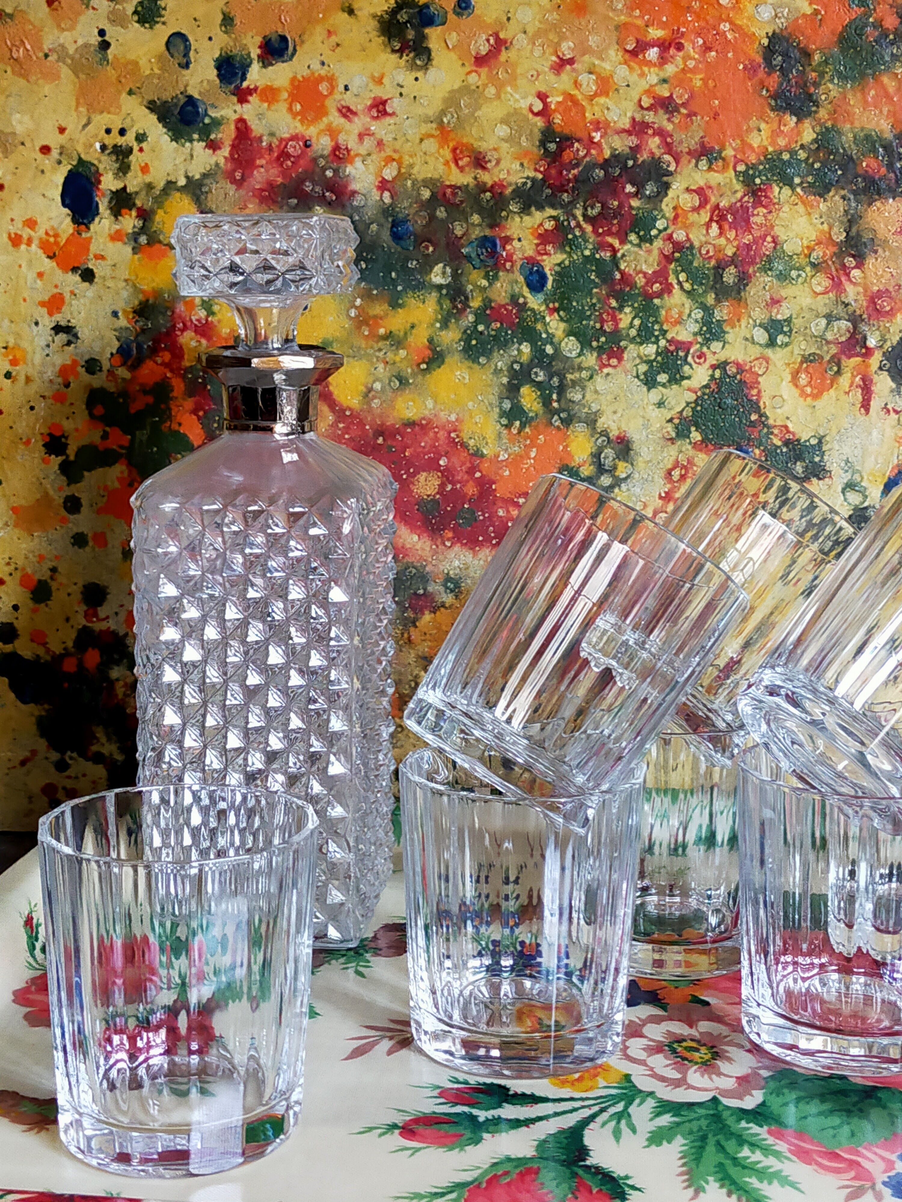 Vintage whisky carafe with golden neck