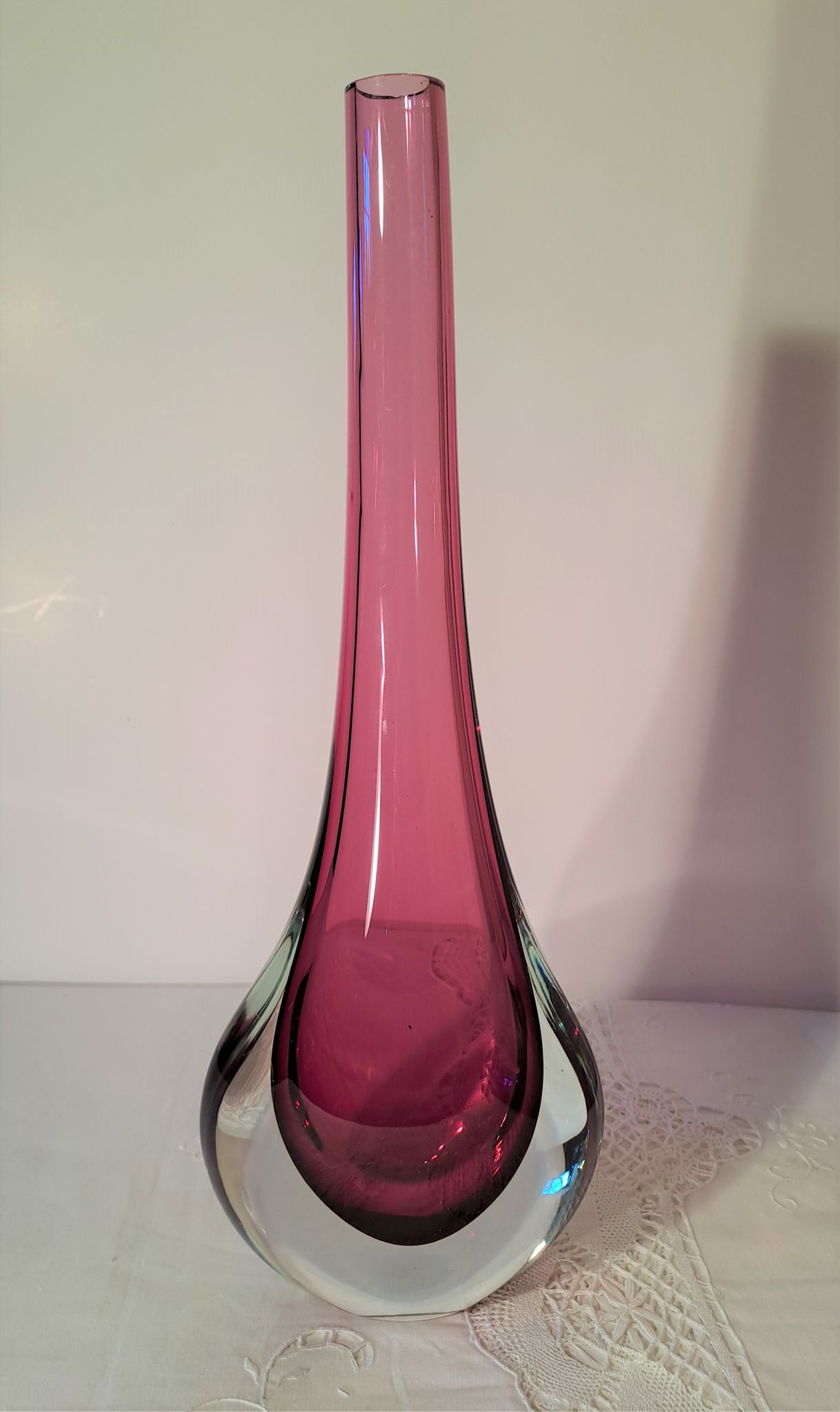 Vase soliflore en verre de Murano par Flavio Poli