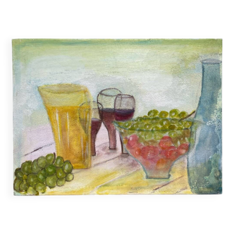 Still life painting on canvas