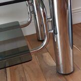 Smoked glass coffee table and chrome legs 70s