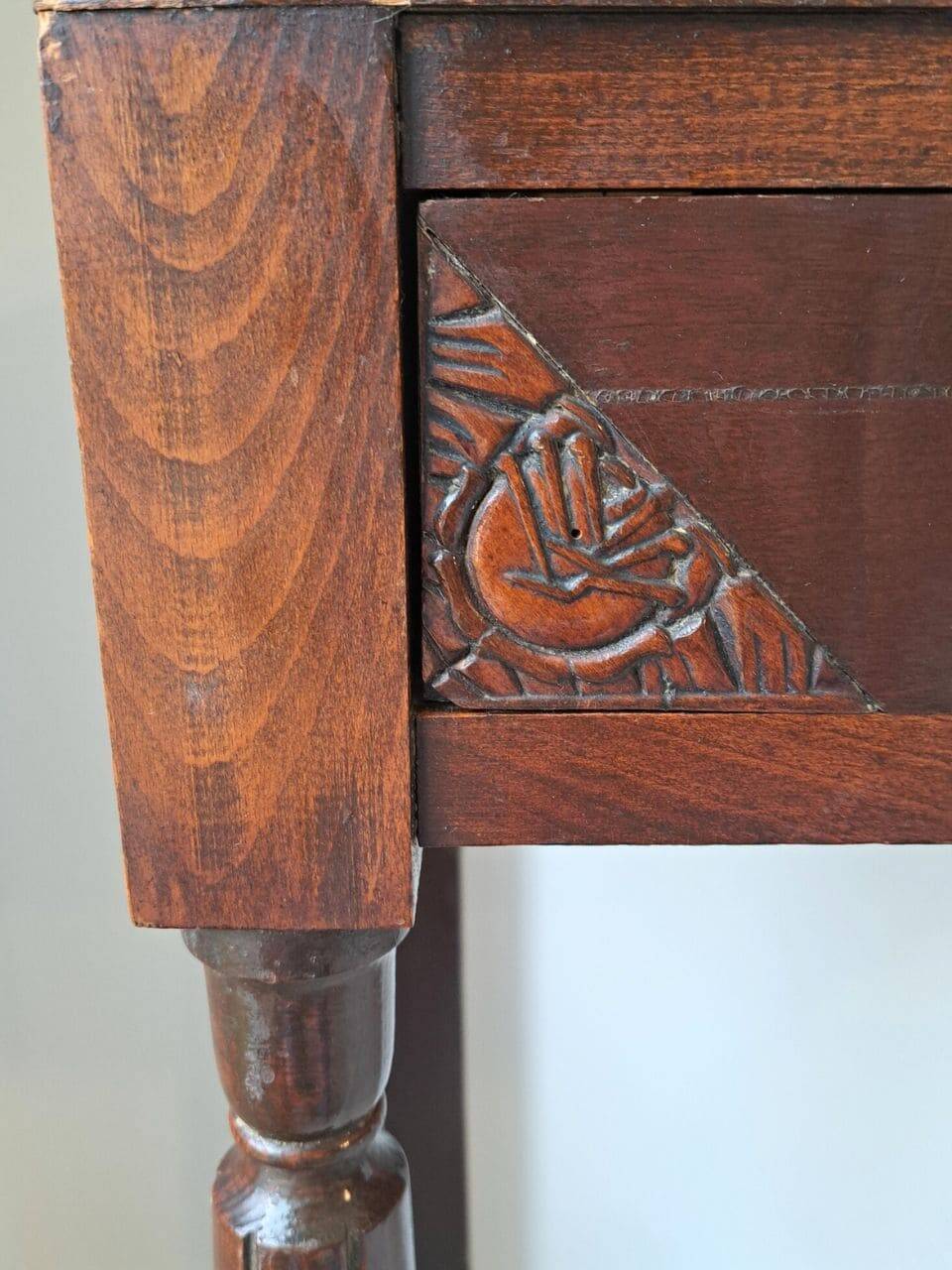 Art Deco Wooden and Marble Console Table