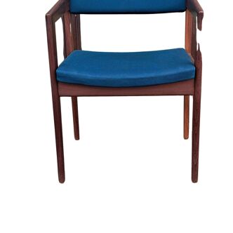 Fauteuil Thonet original des années 1960 en tissu bleu et noyer