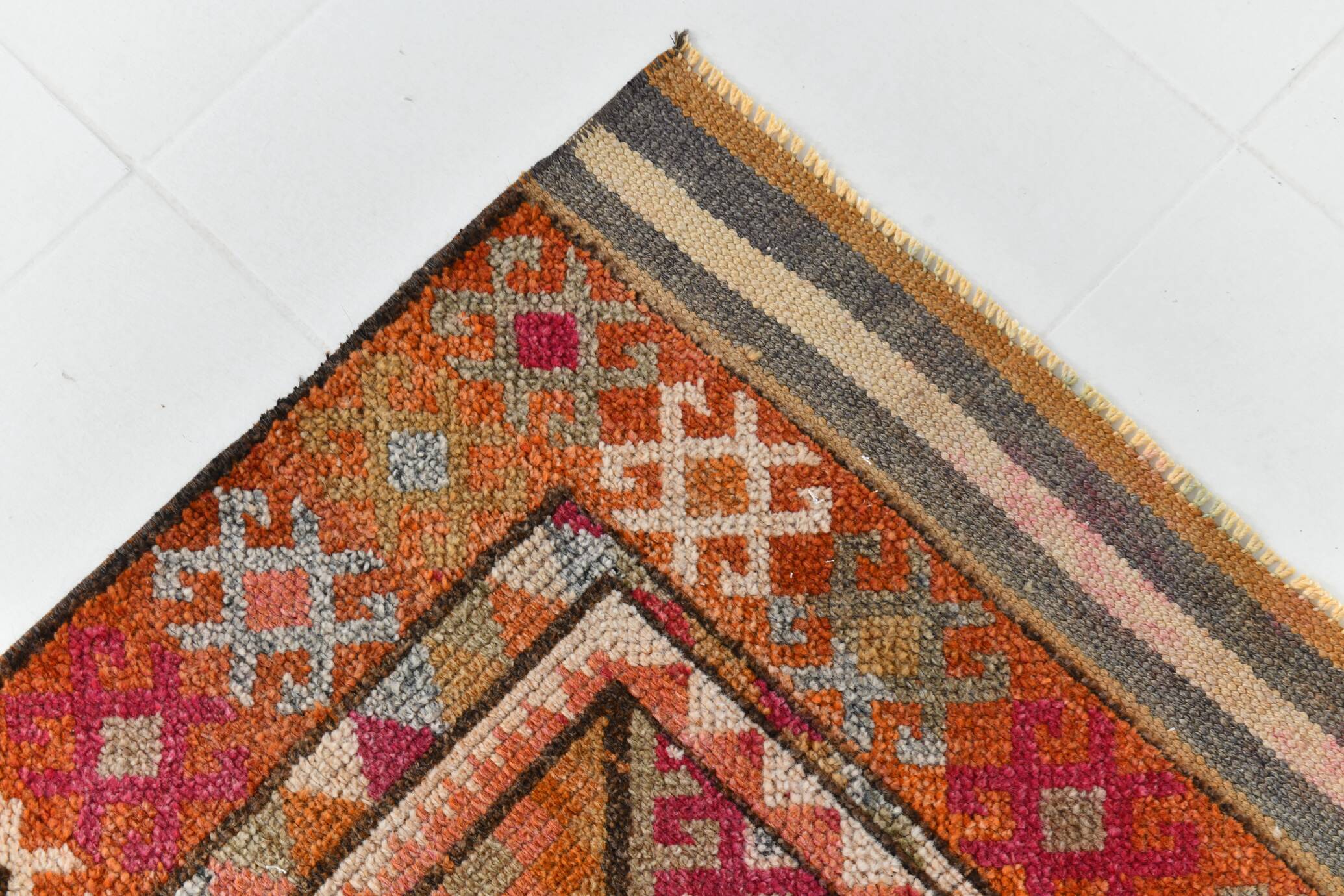 3x13 Colorful Soft Color Turkish Runner Rug, 87x395Cm