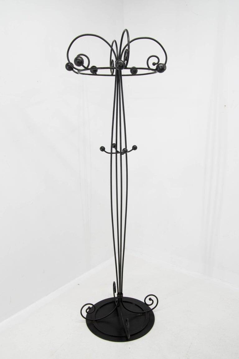 Porte-manteau en fer forgé et arbre à hall debout postmoderne italien des années 1980