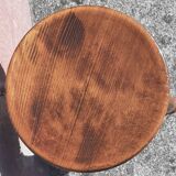 Tabourets bas tripodes, bois massif. (Lot de 2)