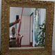 Golden stucco mirror 55 x 60 cm