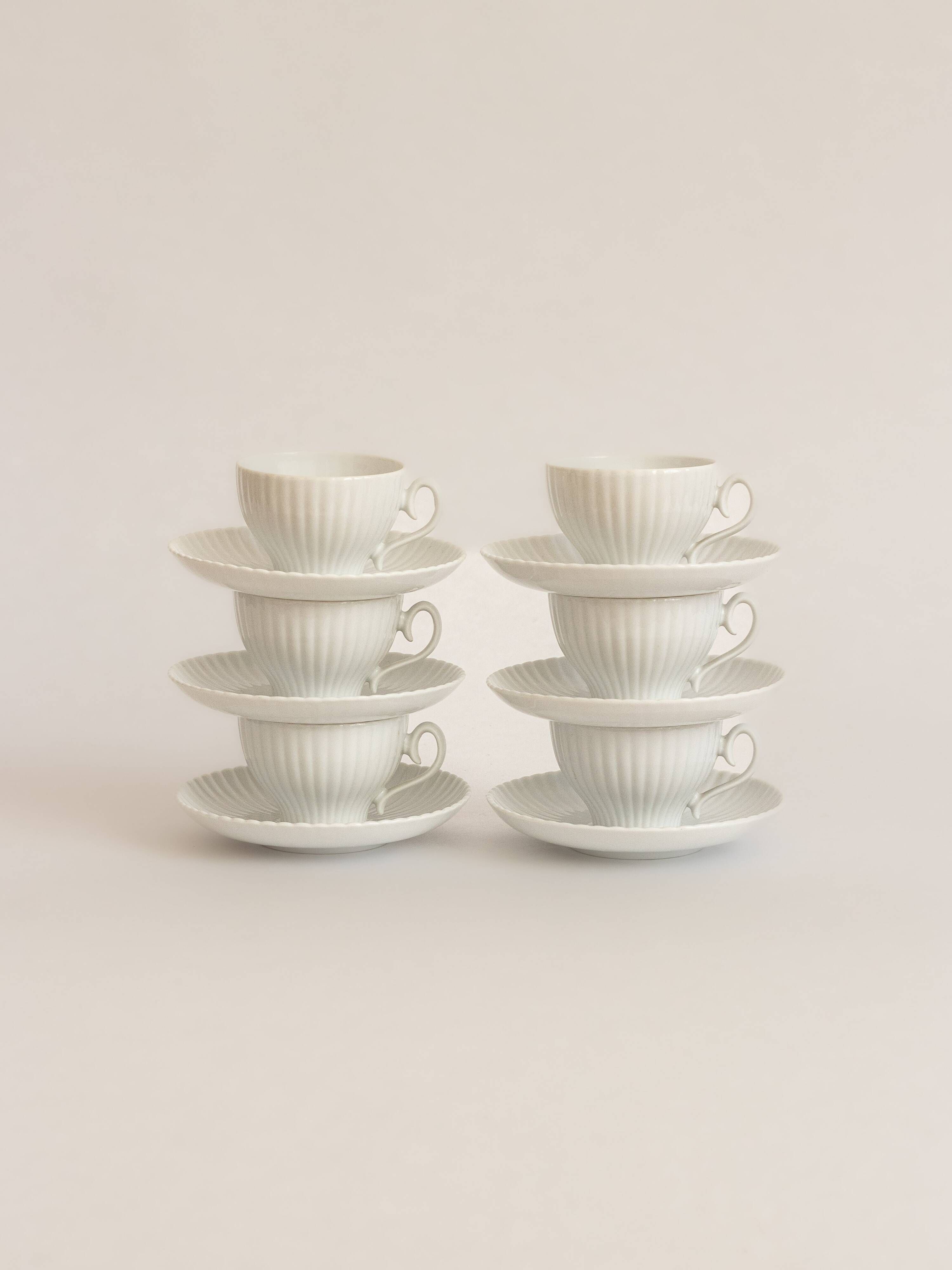 Set of six coffee cups and saucers, Karlskrona, Sweden, 1950s