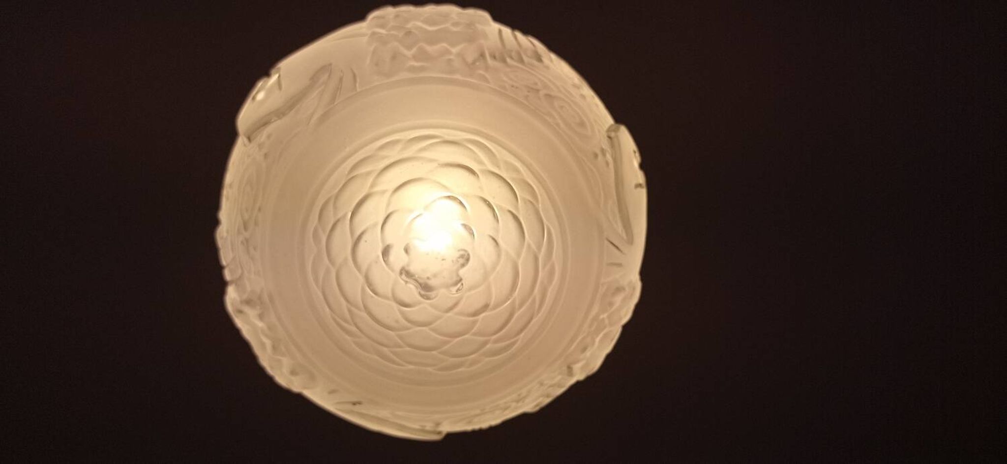 Chandelier with peacocks signed Muller and brothers in Lunéville