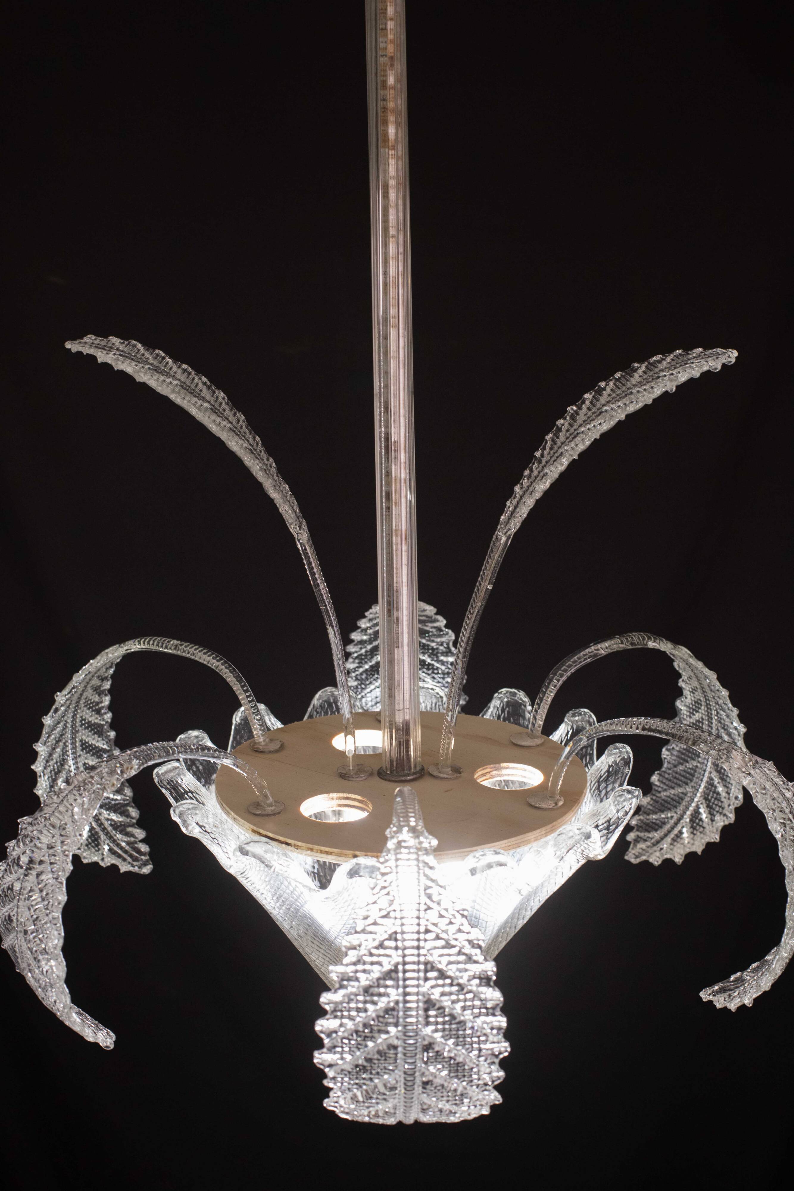 Art Decò, Barovier & Toso Chandelier, Murano Glass, 1950s