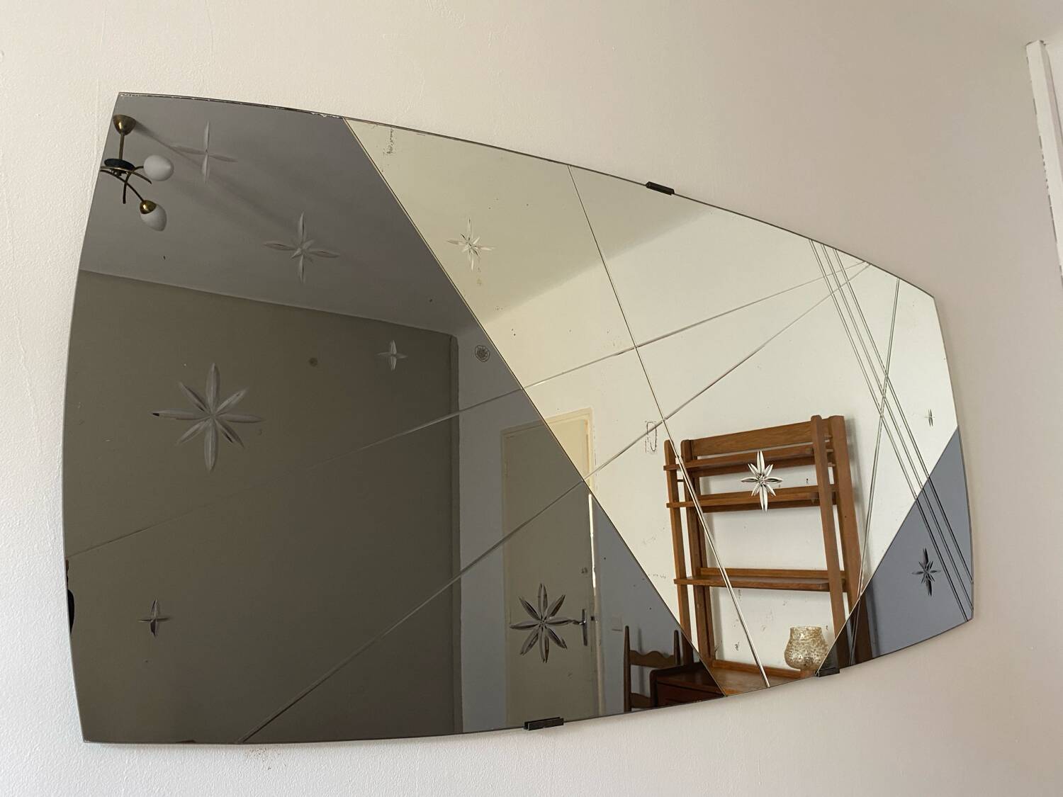 Large two-tone panoramic mirror designed by Marly Frères in Bordeaux CIRCA 1960