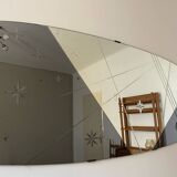 Large two-tone panoramic mirror designed by Marly Frères in Bordeaux CIRCA 1960