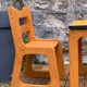 Children's wooden and formica desk and sled chairs 1970
